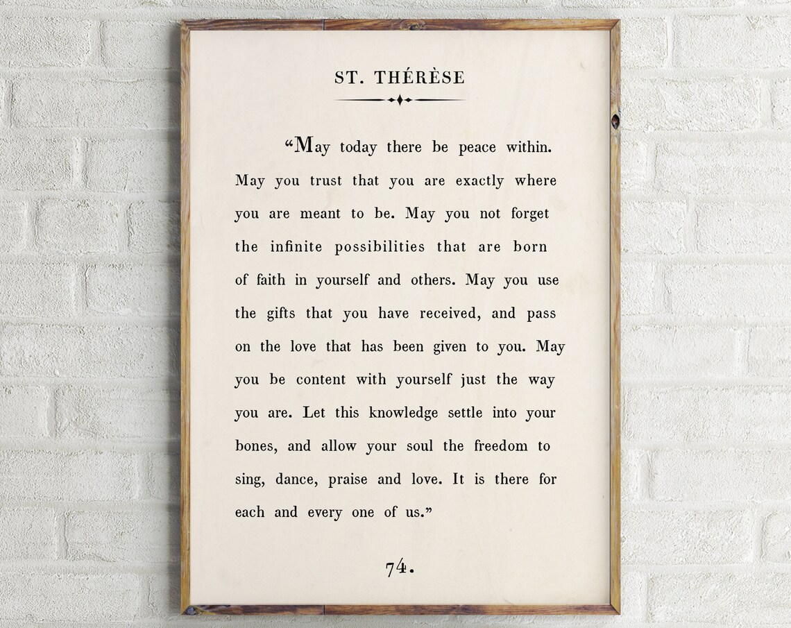 St Therese Quote Print, Vintage Book Page Art Print