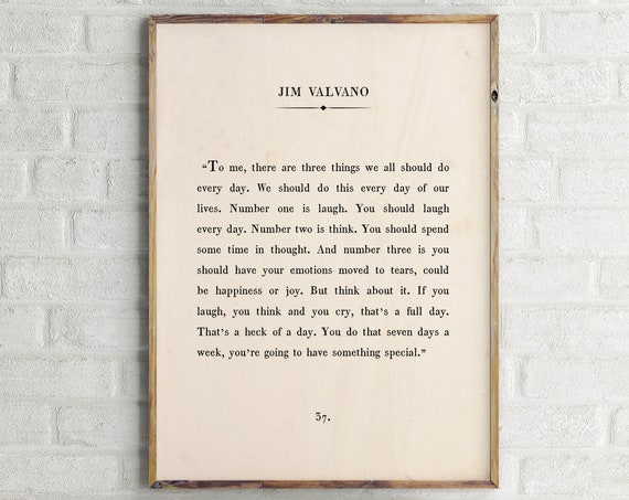 Jim Valvano Quote Book Page, Motivational Art Print