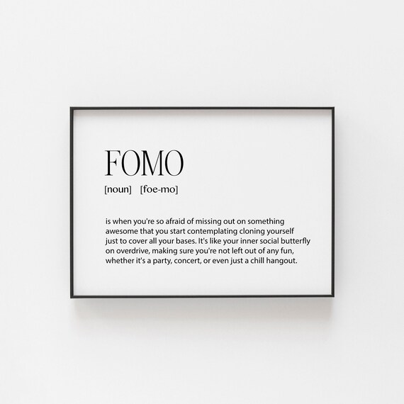 Fomo Funny Modern Teen Slang Definition Fear Of Missing Out Poster
