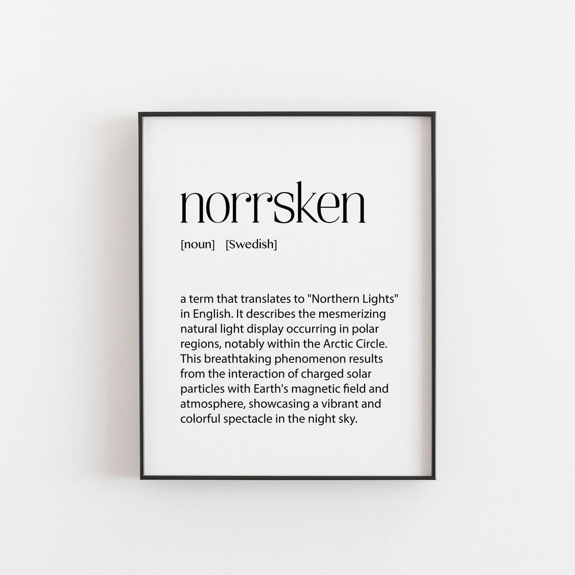 Norrsken Swedish Northern Lights Dictionary Definition Poster