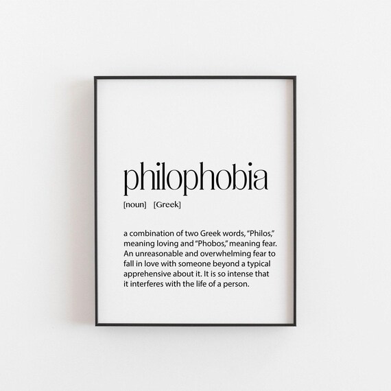 Greek Philophobia Definition Poster, Fear Of Love