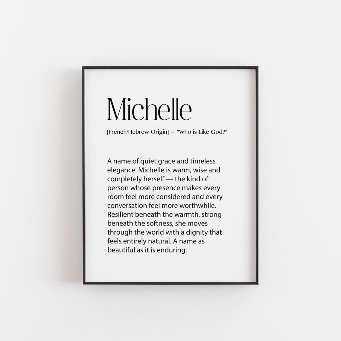 Michelle French Hebrew Name Meaning Origin Poster Personalized Gift