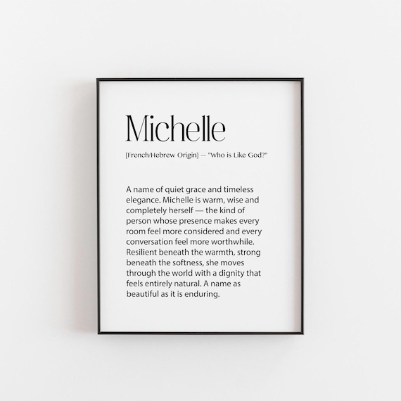 Michelle French Hebrew Name Meaning Origin Poster Personalized Gift