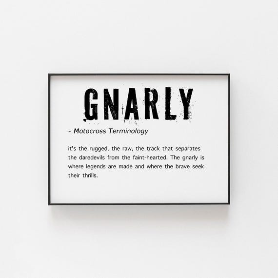 Motocross Gift Gnarly A Modern Print With Definition Of The Term Poster Christmas Gifts Prints