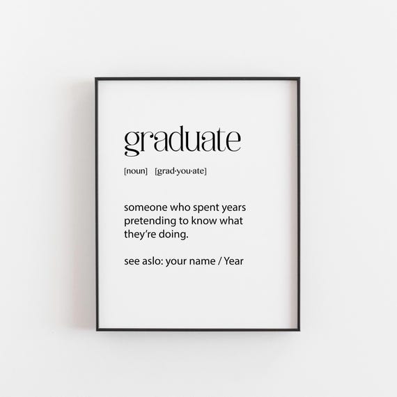 Funny Graduate Definition Print Personalised Name Class Of 2025 Unique Graduation Gift Physical Wall Art Dorm Decor Custom Grad