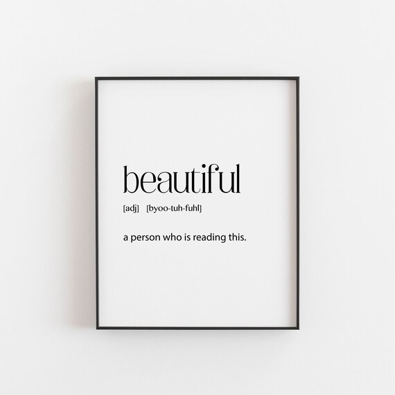 Beautiful Definition Print, Positivity Bedroom Wall Art