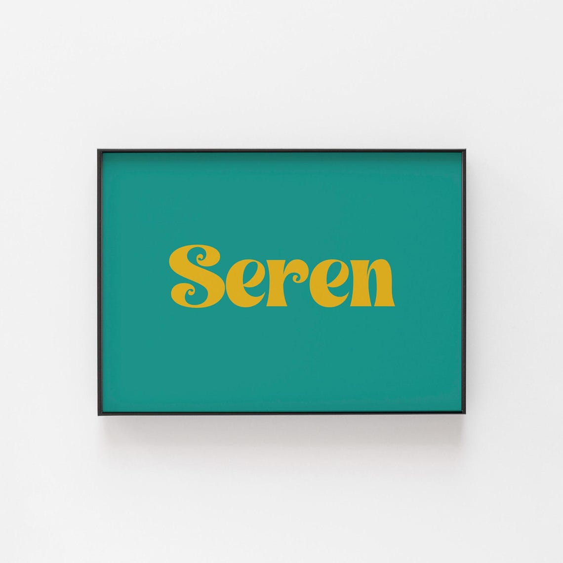 Seren Welsh Word Bright Retro Yellow On Teal Word Art Poster