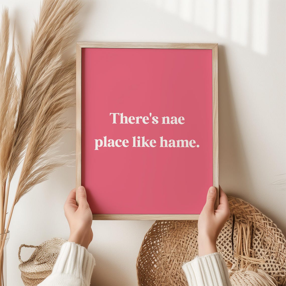 Scottish Theres Nae Place Like Hame Quote Poster Pink Typography Decor