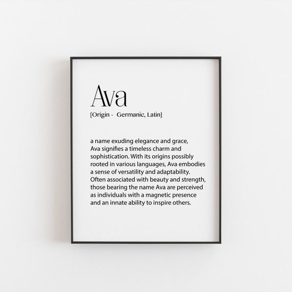Ava Name Meaning Art Print, Girls Nursery Decor