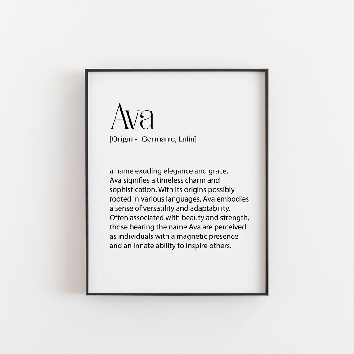 Ava Name Meaning Art Print, Girls Nursery Decor