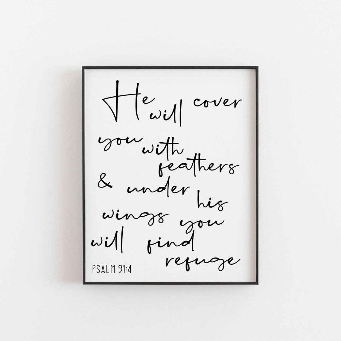 Psalm 91:4 Bible Verse, Christian Scripture Art Print