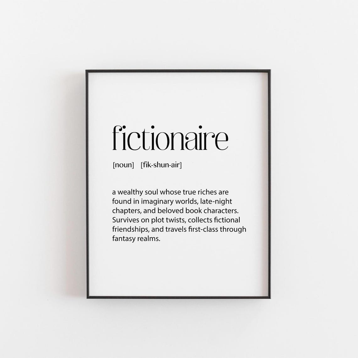 Fictionaire Definition Book Lover Reader Quote Literary Gift Poster