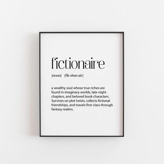 Fictionaire Definition Book Lover Reader Quote Literary Gift Poster