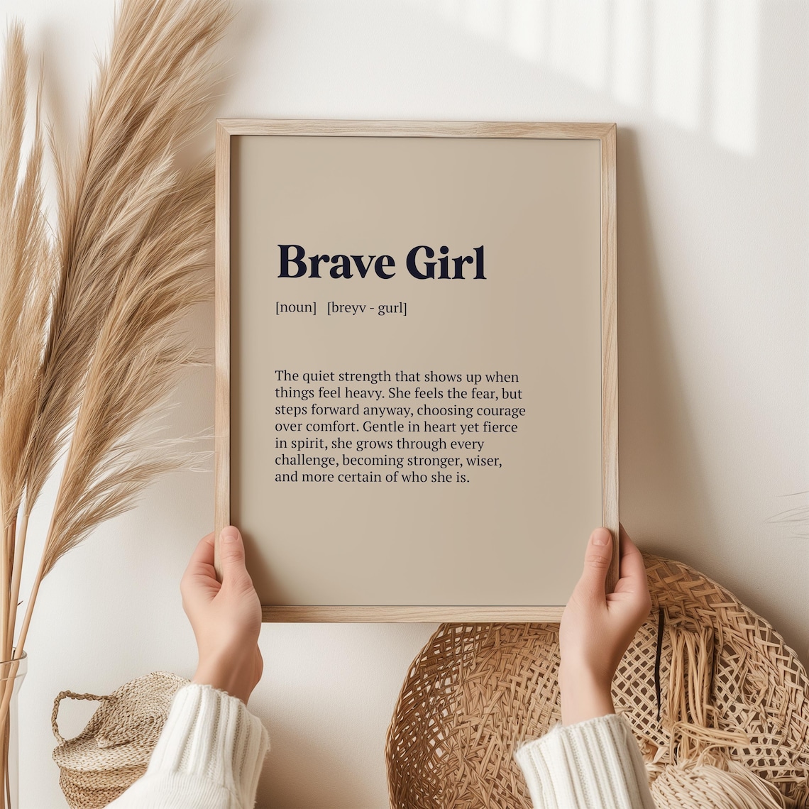Brave Girl Definition Print, Inspirational Quote Poster