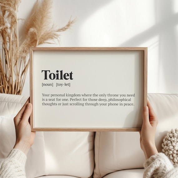 Toilet Definition Print Funny Bathroom Wall Art Quirky Typography Poster Humorous Gift Modern Minimalist Home Decor