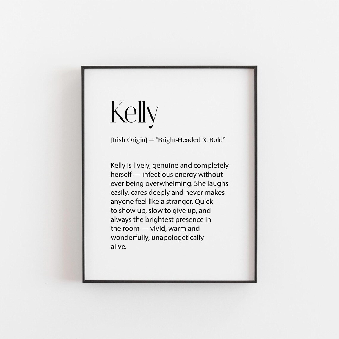 Kelly Name Print, Irish Definition Gift