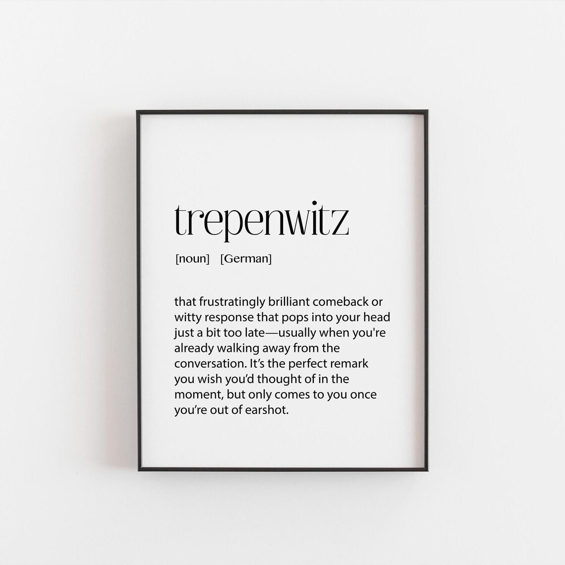 Treppenwitz Definition Art Print, Witty German Quote