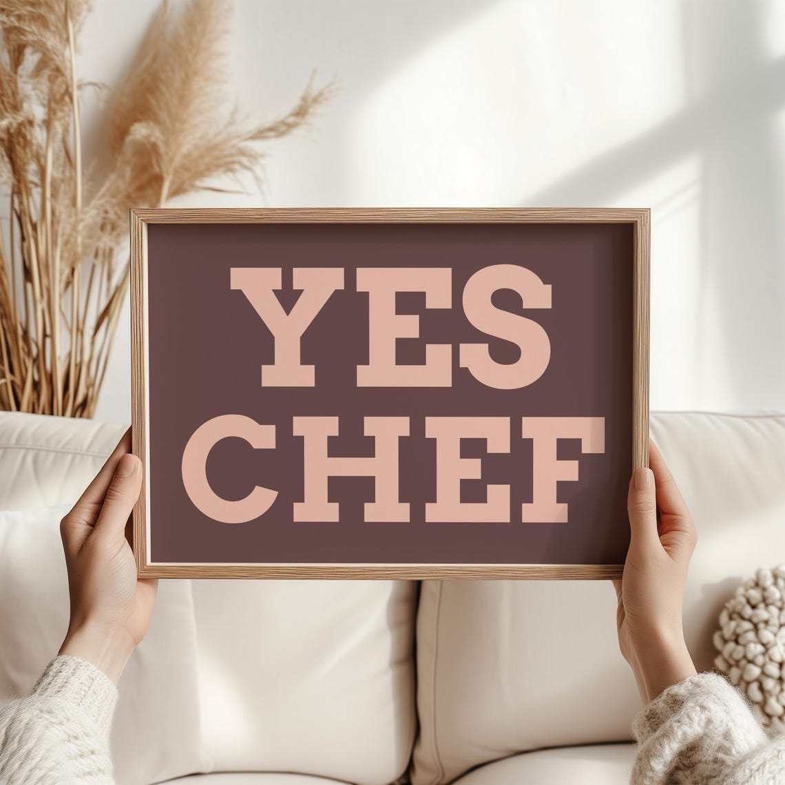 Yes Chef Bold Yellow Block Letter Print Navy Kitchen Wall Decor - Image 6
