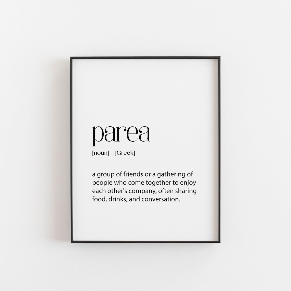 Greek Art Parea Definition Poster, Greece Friendship Quote