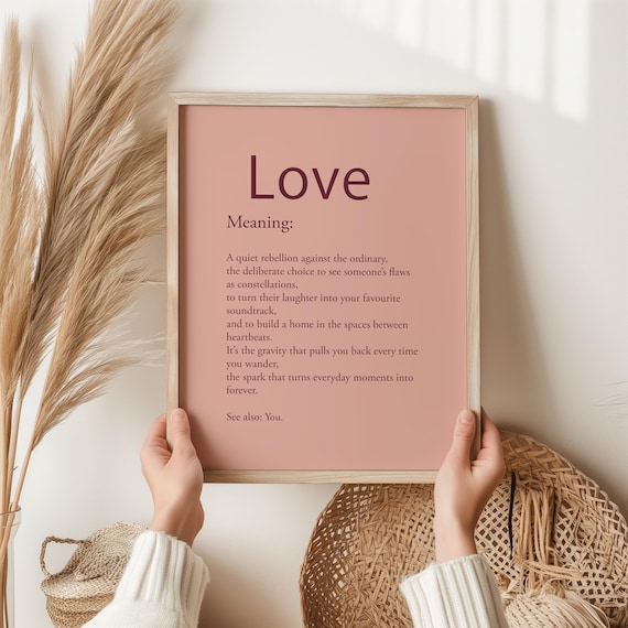 Love Definition Meaning Sweet Romantic Couples Wall Decor Poster