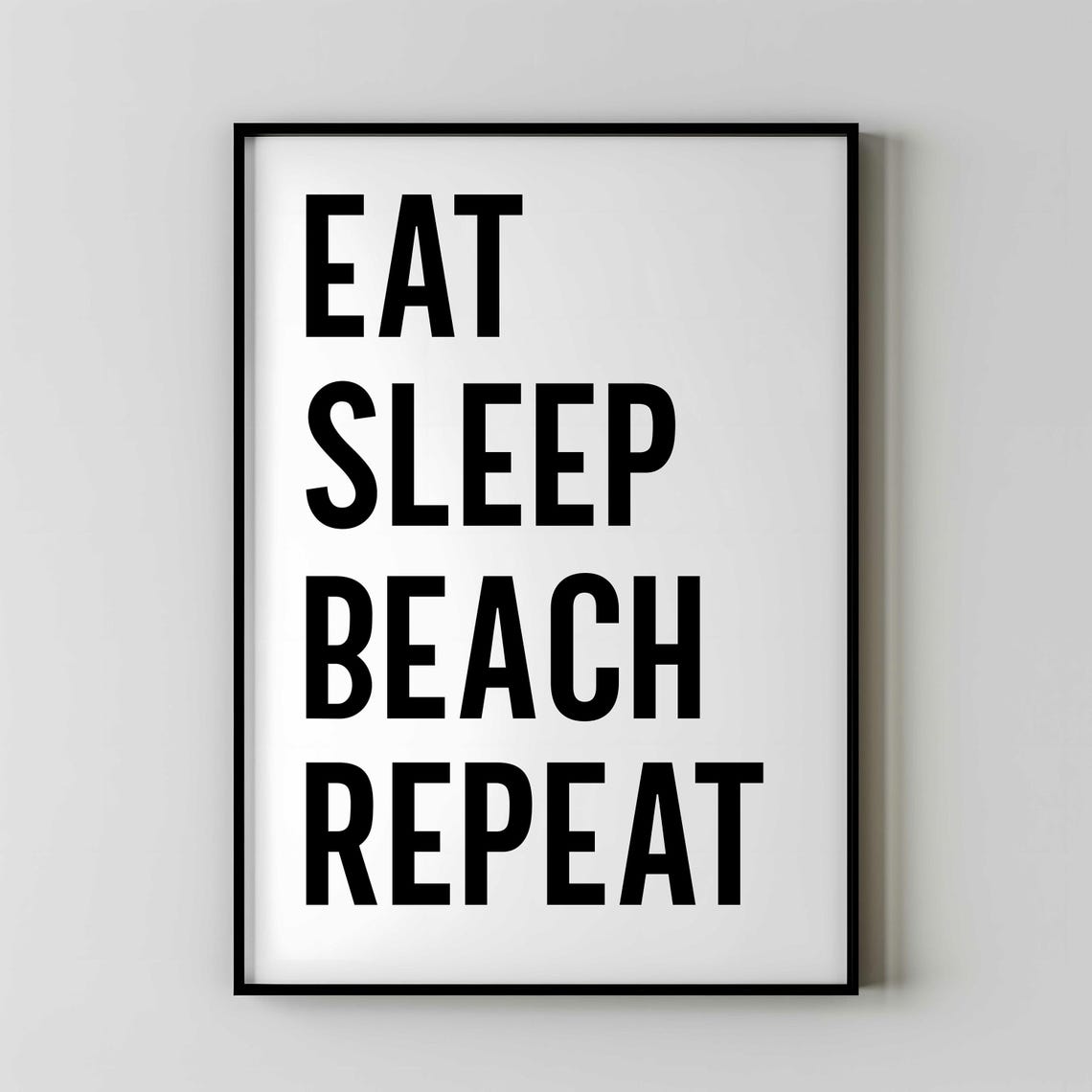 Eat Sleep Beach Repeat Print Large Poster Hut Decor Artwork For Living Room Gifts Goers