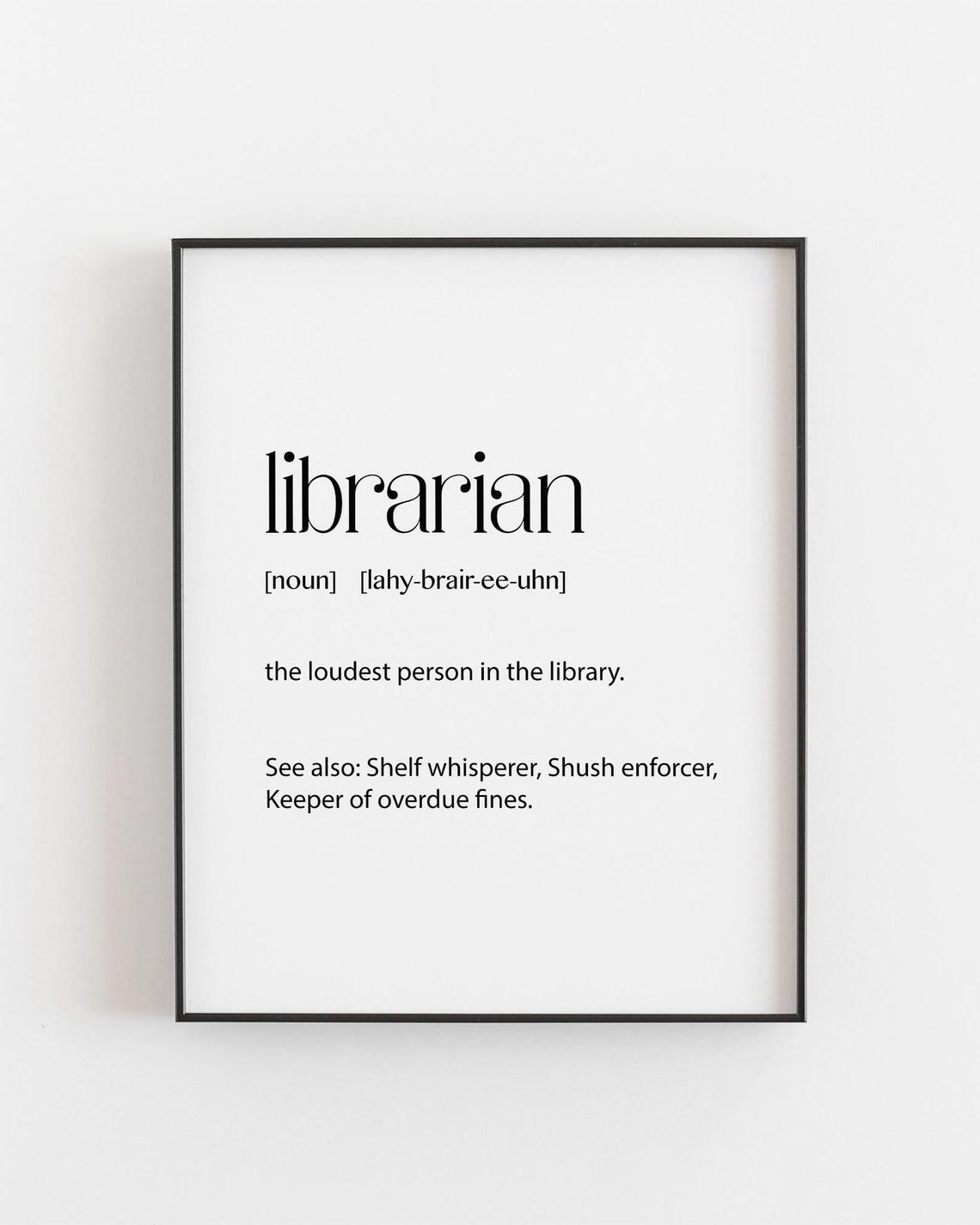 Librarian Definition Print Funny Gift For Book Lover Library Worker Birthday