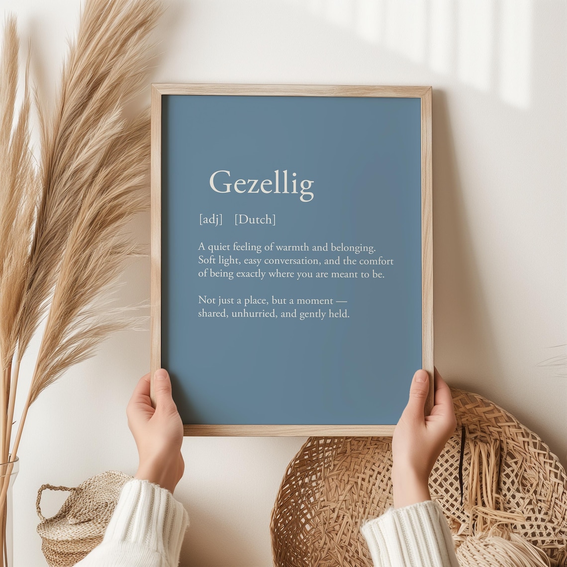 Gezellig Definition Print, Minimalist Dutch Word Poster
