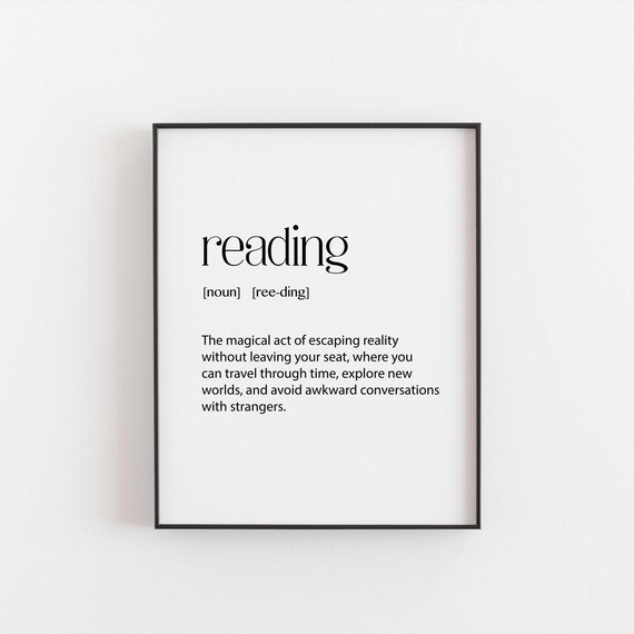Reading Definition Funny Book Lover Gift Literary Dictionary Art Style Poster