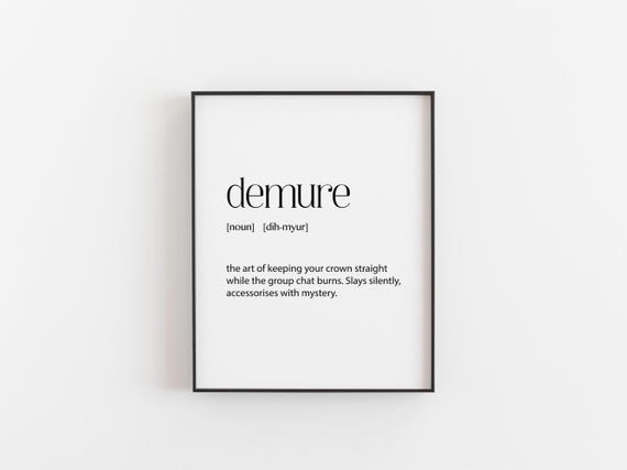 Demure Definition Print Funny Teen Wall Art Gen Z Typography Poster Christmas Gift For Girls Dorm Room Decor