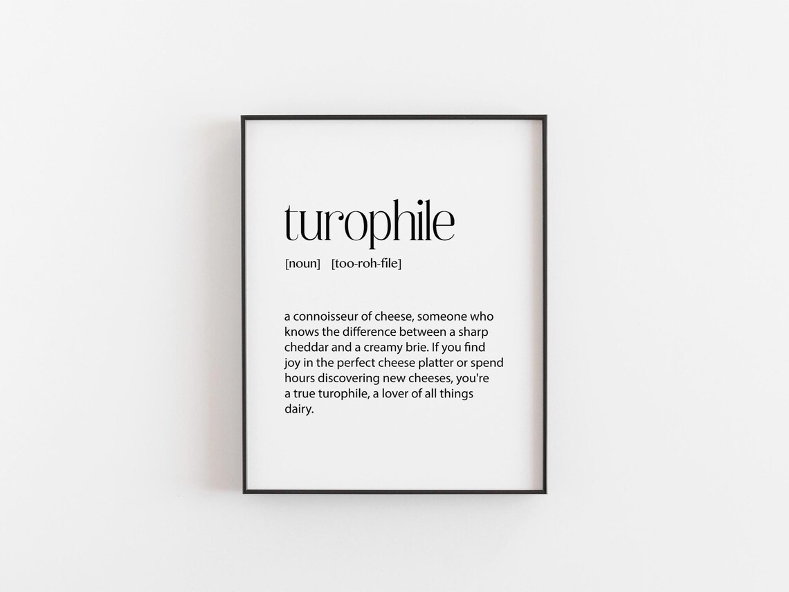 Turophile Definition Art Print, Funny Cheese Lover Gift