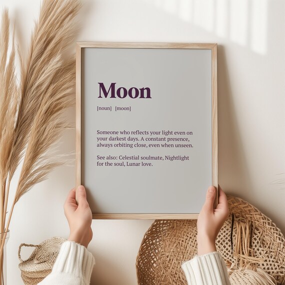 Moon Definition Celestial Soulmate Romantic Word Wall Poster