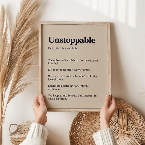 Unstoppable Motivational Quote Poster, Gym Decor