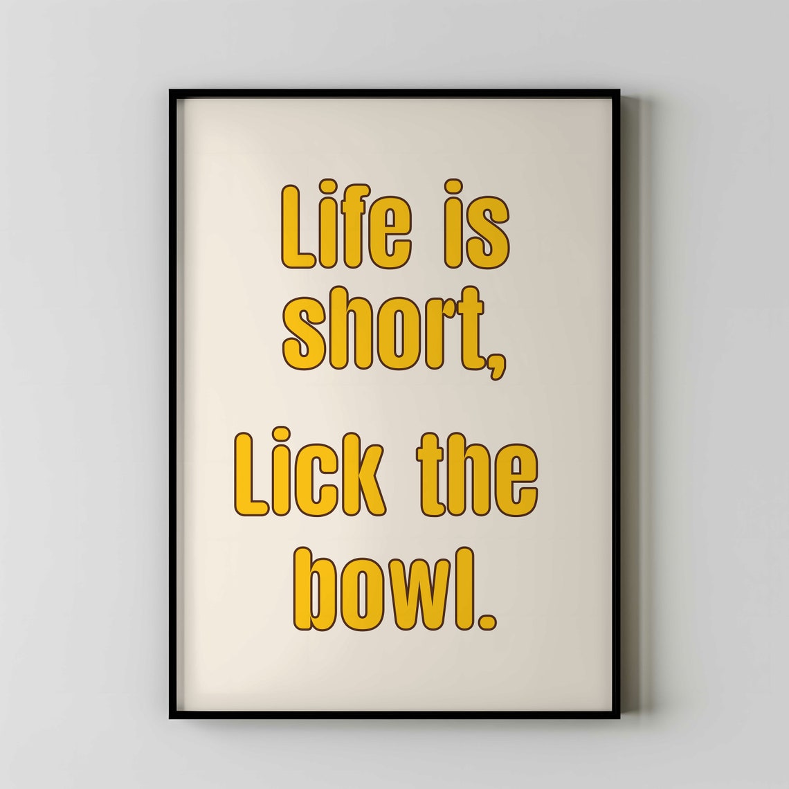 Life Is Short Lick The Bowl Funny Baking Quote Poster Navy Art - Image 3