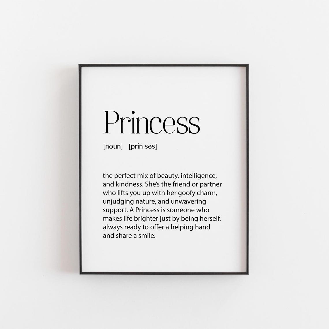 Princess Dictionary Definition Best Friend Daughter Gift Print
