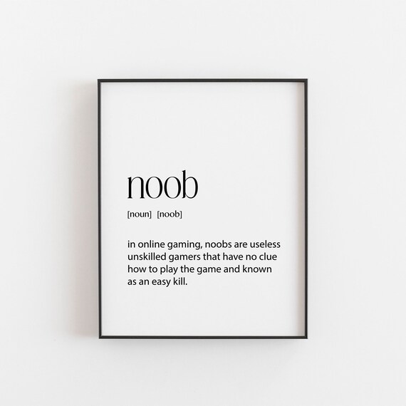 Noob Definition Gift Print for Games Room, Teen Decor