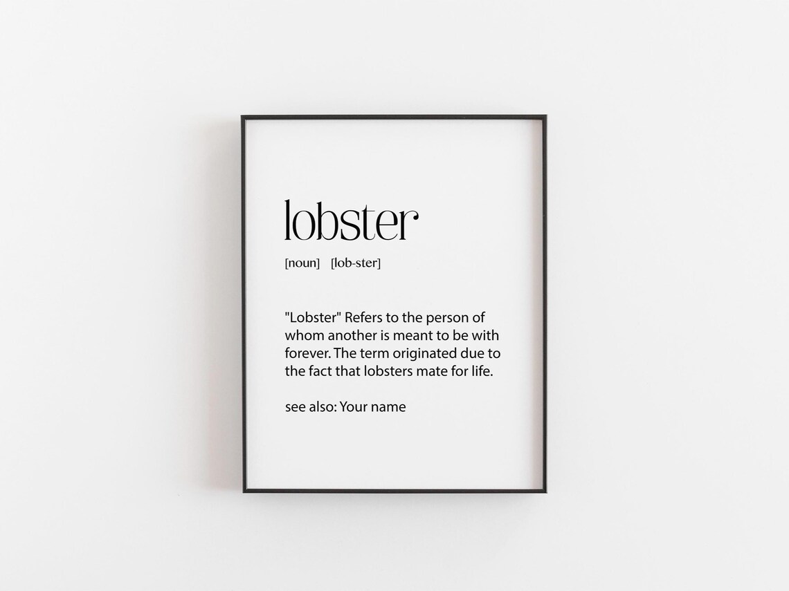 Lobster Definition Print, Funny Love Quote