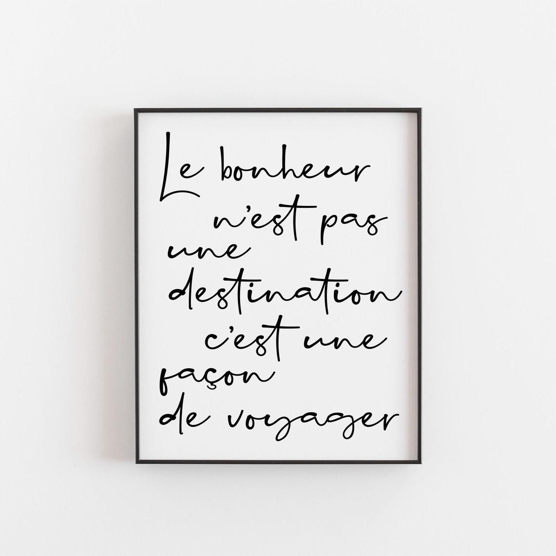 Le Bonheur Nest Pas French Happiness Quote Script Typography Wall Art
