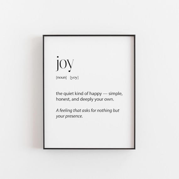 Joy Definition Quiet Kind of Happy Minimalist Wellness Home Wall Art