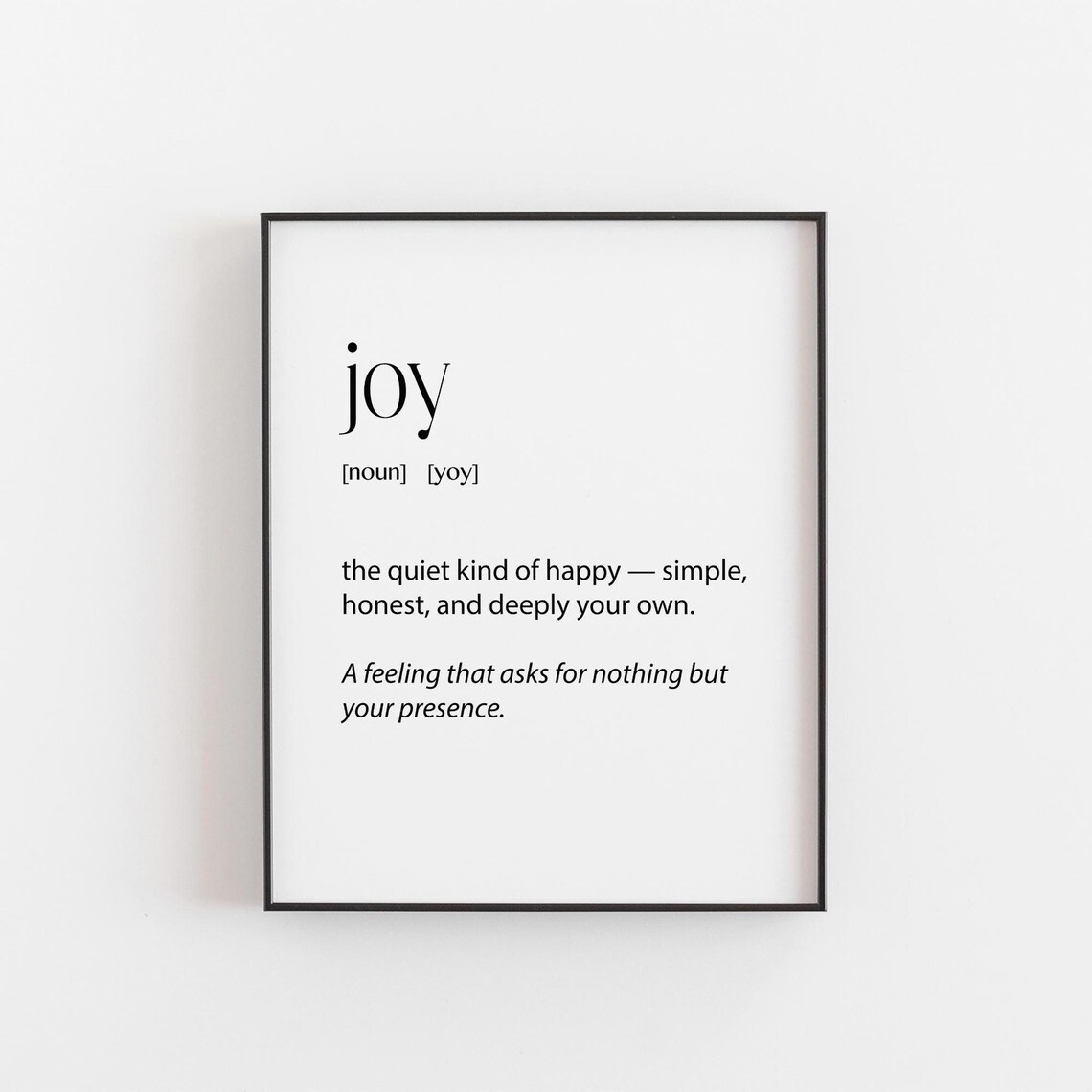 Joy Definition Quiet Kind of Happy Minimalist Wellness Home Wall Art