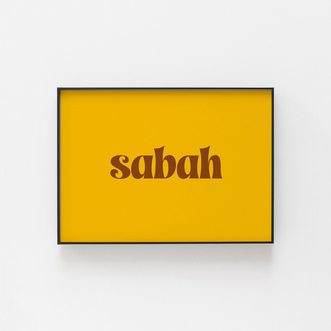 Sabah Bold Typography Art Print In Mustard Yellow Retro Style