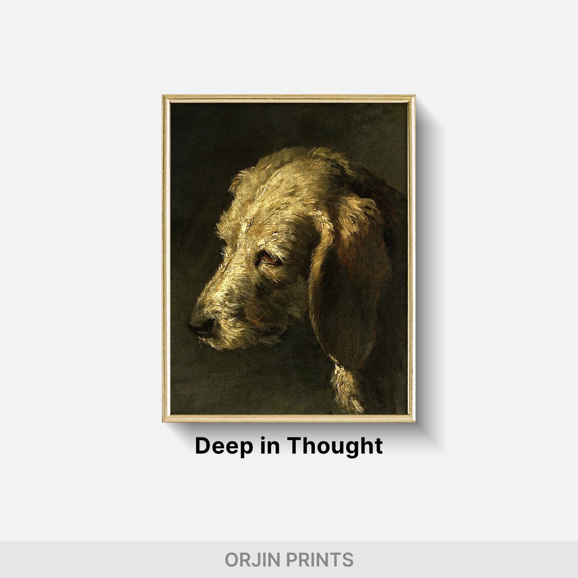 Golden Hound Dog Profile Classic Vintage Oil Painting Poster - Image 2