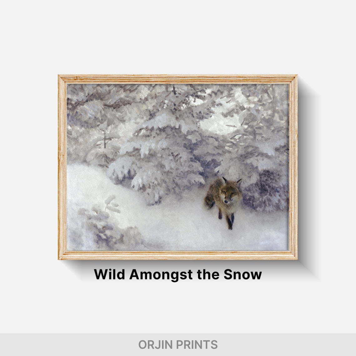 Red Fox Walking Through Snowy Forest Winter Wildlife Vintage Art Print - Image 2