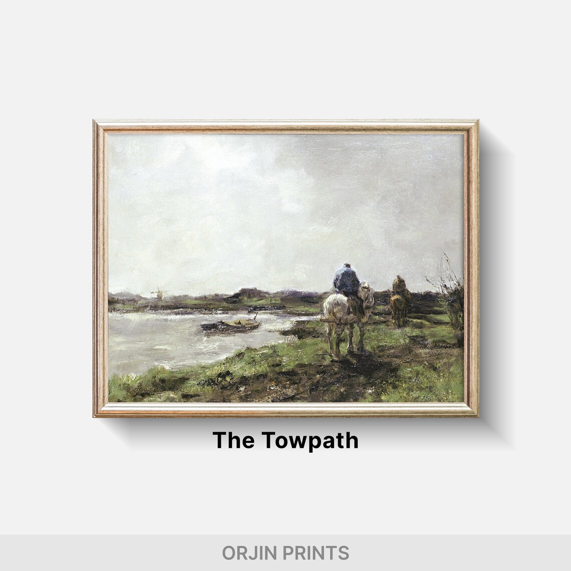 Horse Towpath Tranquility, Calm River Art - Image 2