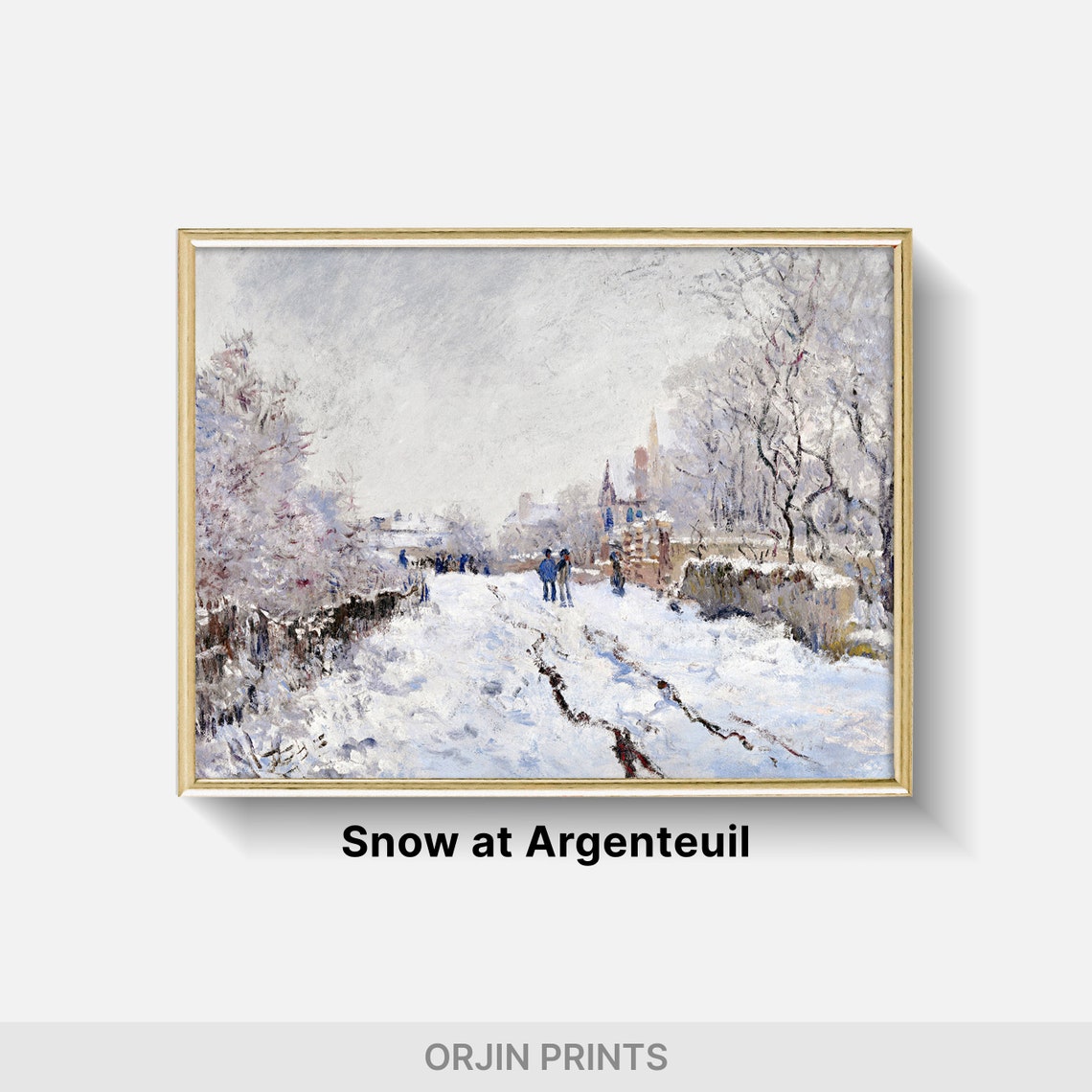 Impressionist Snowy Village Lane Winter Morning Landscape Poster - Image 2