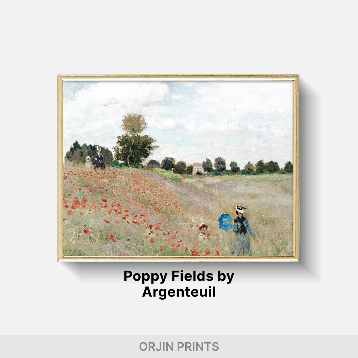 Claude Monet Poppies at Argenteuil Red Flower Field Art Poster - Image 2