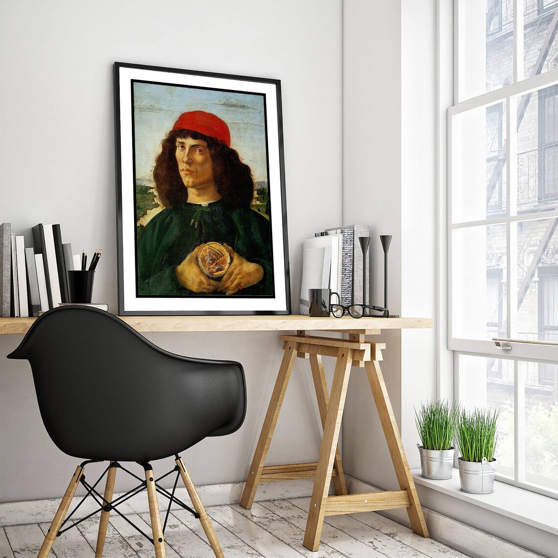 Botticelli Portrait Of A Man With a Medal Art Print - Image 4