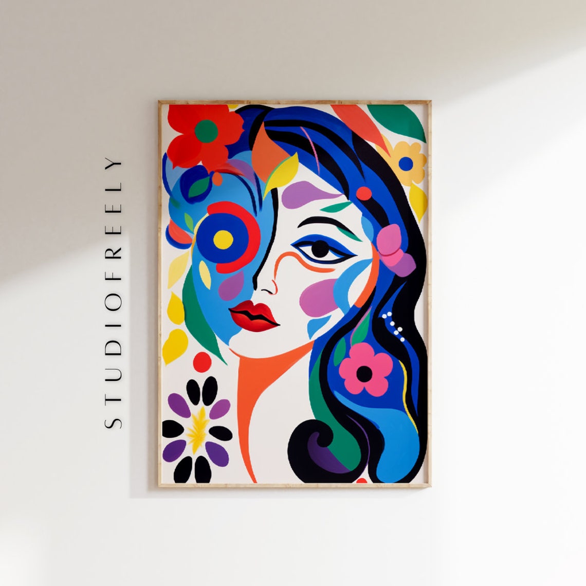 Henri Matisse Inspired Woman Art Print Colorful Floral Portrait