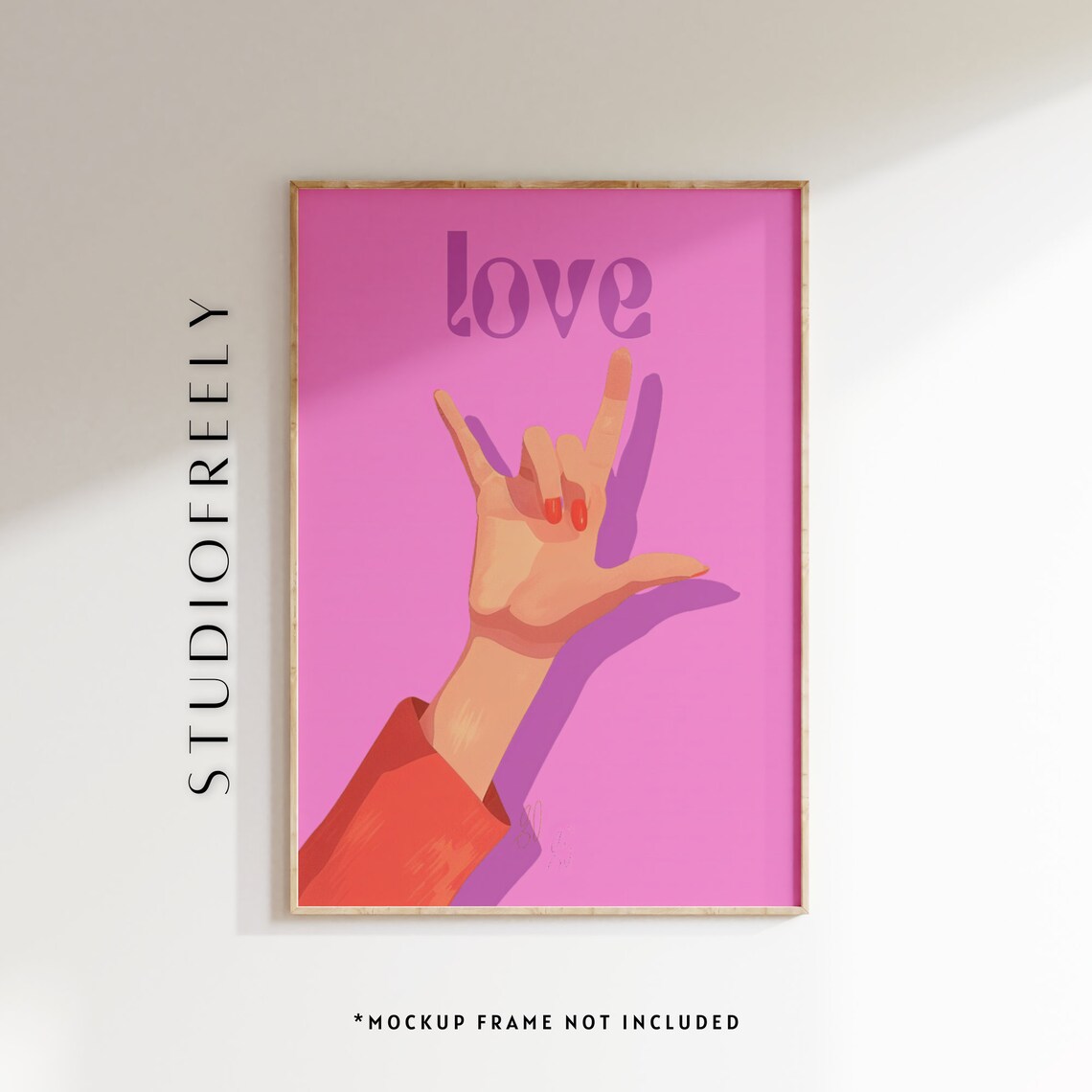 I Love You Hand Sign Print Minimalist Illustration 6 Files