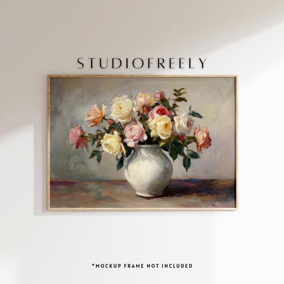 Vintage Rose Bouquet Art Print Romantic Floral Still Life