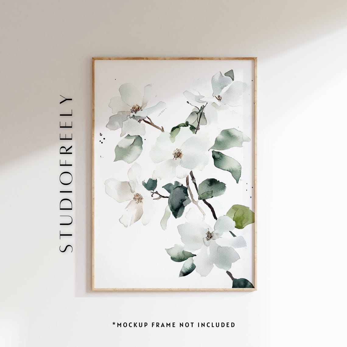 Delicate White Magnolia Watercolor Blossom Botanical Wall Art
